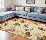 7' X 9' Polyester Beige Area Rug - Homeroots - Flyclothing LLC