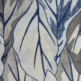 8' X 11' Grey Navy Machine Woven Oversized Leaves Indoor Area Rug - Homeroots - Flyclothing LLC
