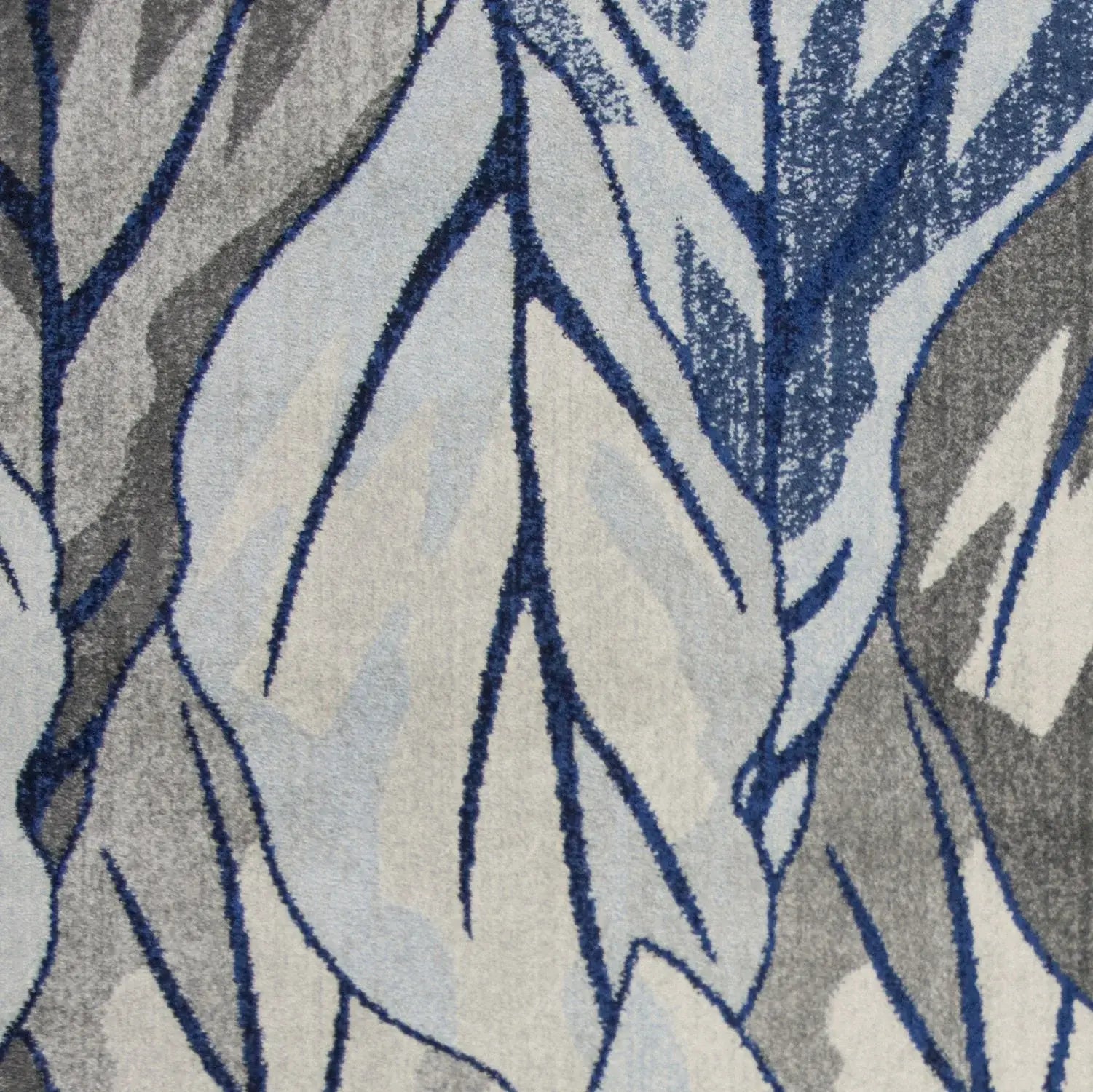 8' X 11' Grey Navy Machine Woven Oversized Leaves Indoor Area Rug - Homeroots - Flyclothing LLC