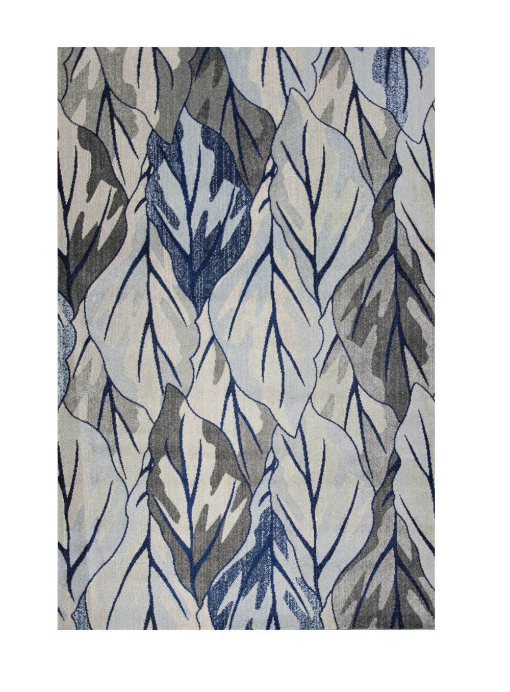 8' X 11' Grey Navy Machine Woven Oversized Leaves Indoor Area Rug - Homeroots