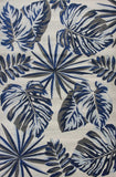 8' X 11' Grey Blue Machine Woven Oversized Tropical Leaves Indoor Area Rug - Homeroots - Flyclothing LLC