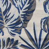8' X 11' Grey Blue Machine Woven Oversized Tropical Leaves Indoor Area Rug - Homeroots - Flyclothing LLC
