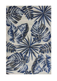 8' X 11' Grey Blue Machine Woven Oversized Tropical Leaves Indoor Area Rug - Homeroots