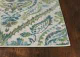 7' X 10'  Polypropylene Ivory Or Teal Area Rug - Homeroots