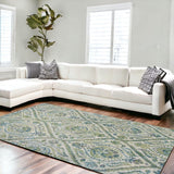 7' X 10'  Polypropylene Ivory Or Teal Area Rug - Homeroots