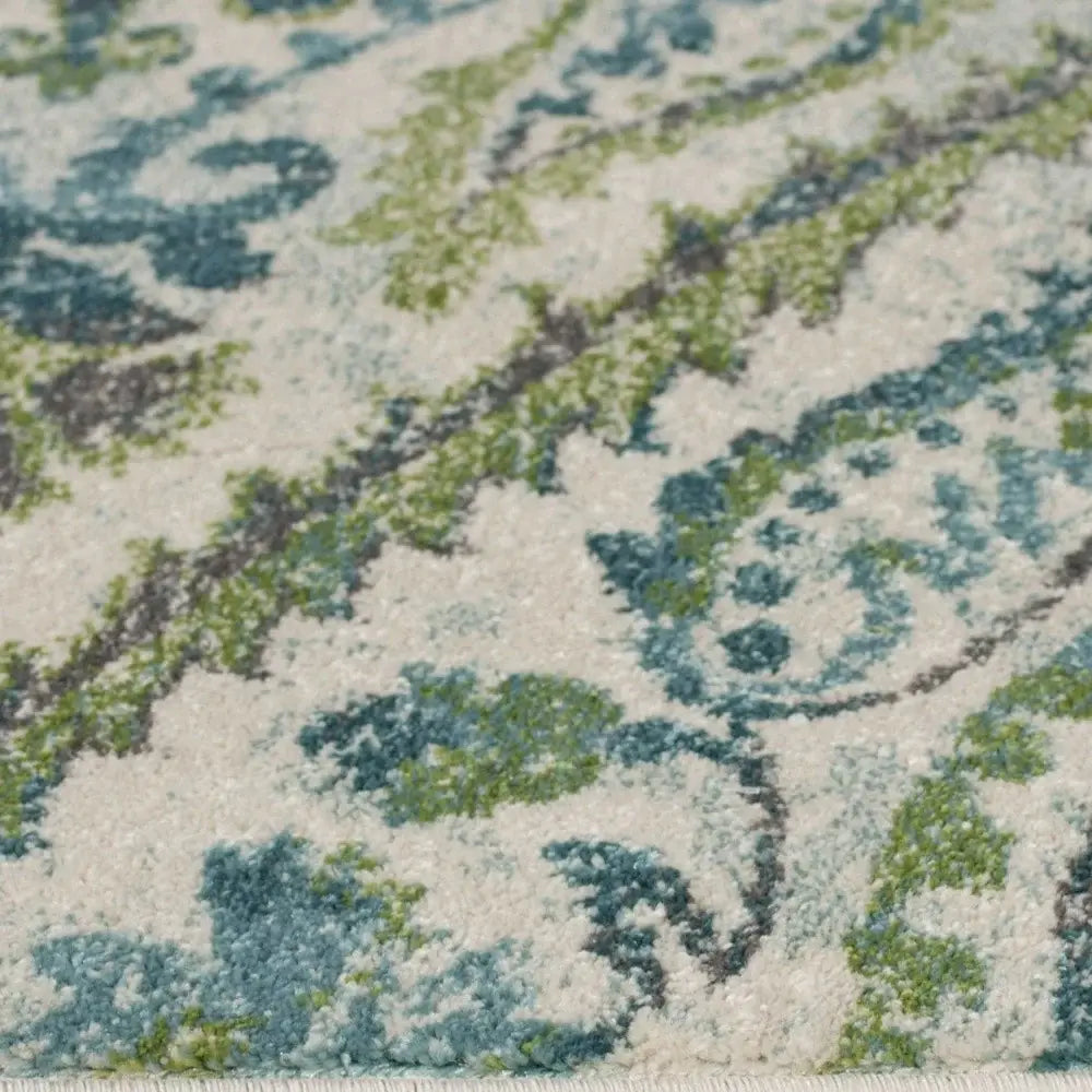 7' X 10' Polypropylene Ivory Or Teal Area Rug - Homeroots - Flyclothing LLC