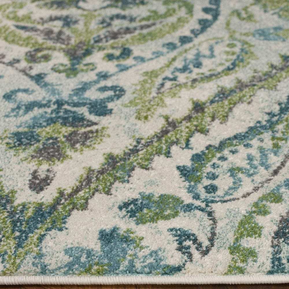 7' X 10' Polypropylene Ivory Or Teal Area Rug - Homeroots - Flyclothing LLC