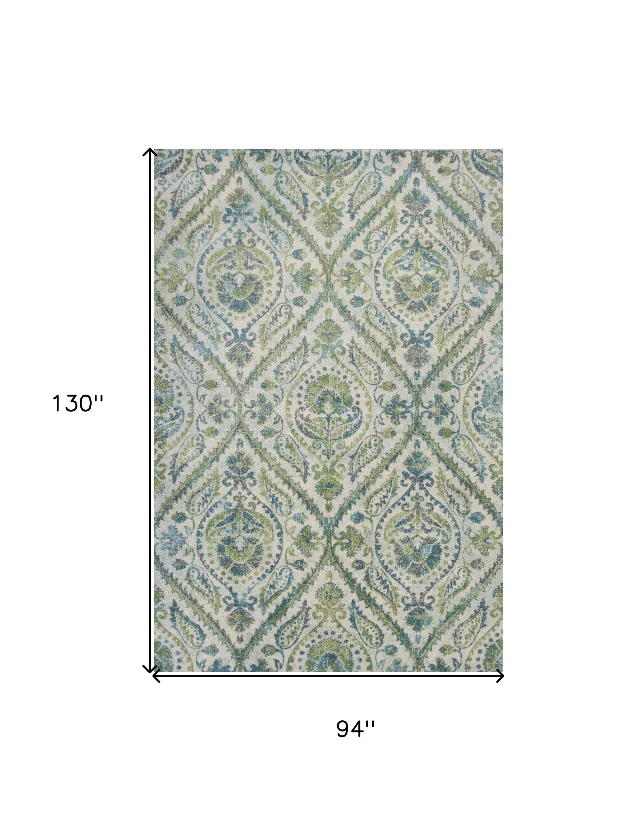 7' X 10' Polypropylene Ivory Or Teal Area Rug - Homeroots - Flyclothing LLC