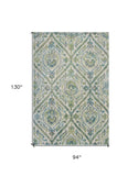 7' X 10'  Polypropylene Ivory Or Teal Area Rug - Homeroots