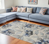 7' X 10' Blue and Gray Area Rug - Homeroots