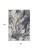 8' X 11' Grey Machine Woven Abstract Watercolor Indoor Area Rug - Homeroots