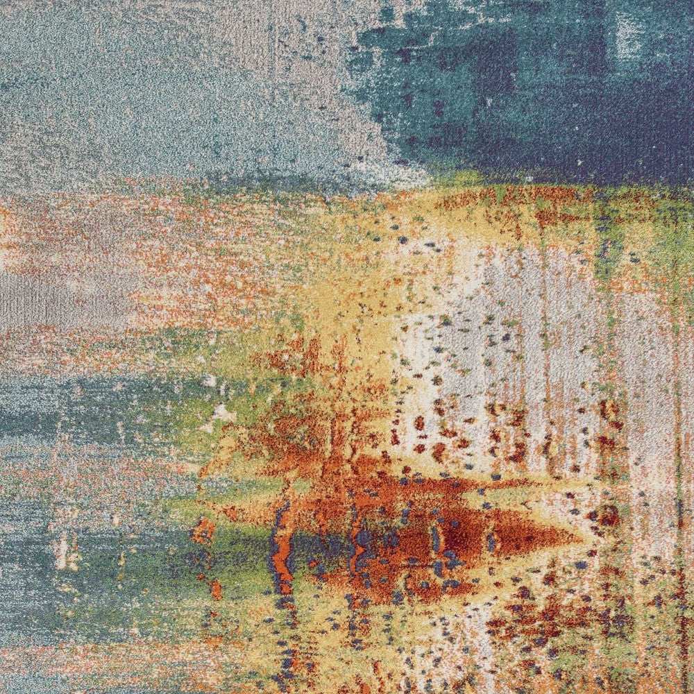 8' X 11' Blue Rust Orange Machine Woven Abstract Brushstrokes Indoor Area Rug - Homeroots - Flyclothing LLC