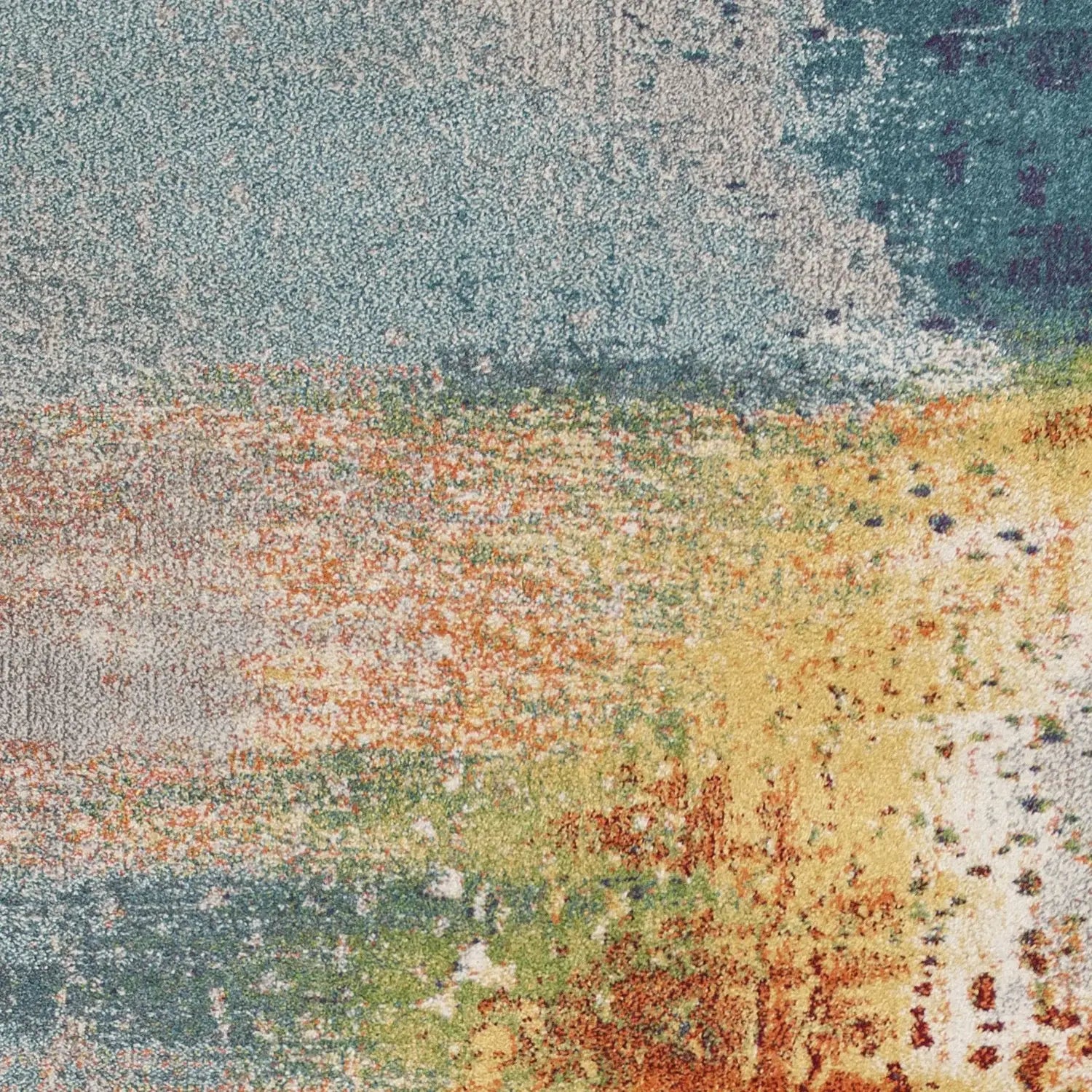 8' X 11' Blue Rust Orange Machine Woven Abstract Brushstrokes Indoor Area Rug - Homeroots - Flyclothing LLC