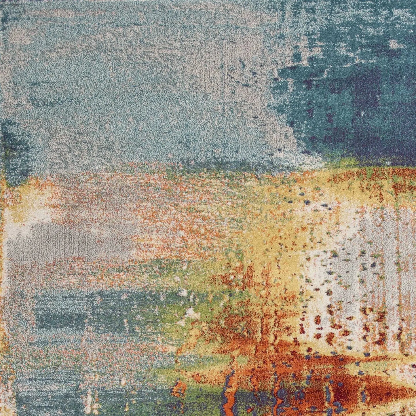 8' X 11' Blue Rust Orange Machine Woven Abstract Brushstrokes Indoor Area Rug - Homeroots - Flyclothing LLC
