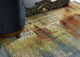 8' X 11' Blue Rust Orange Machine Woven Abstract Brushstrokes Indoor Area Rug - Homeroots - Flyclothing LLC