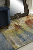 8' X 11' Blue Rust Orange Machine Woven Abstract Brushstrokes Indoor Area Rug - Homeroots - Flyclothing LLC