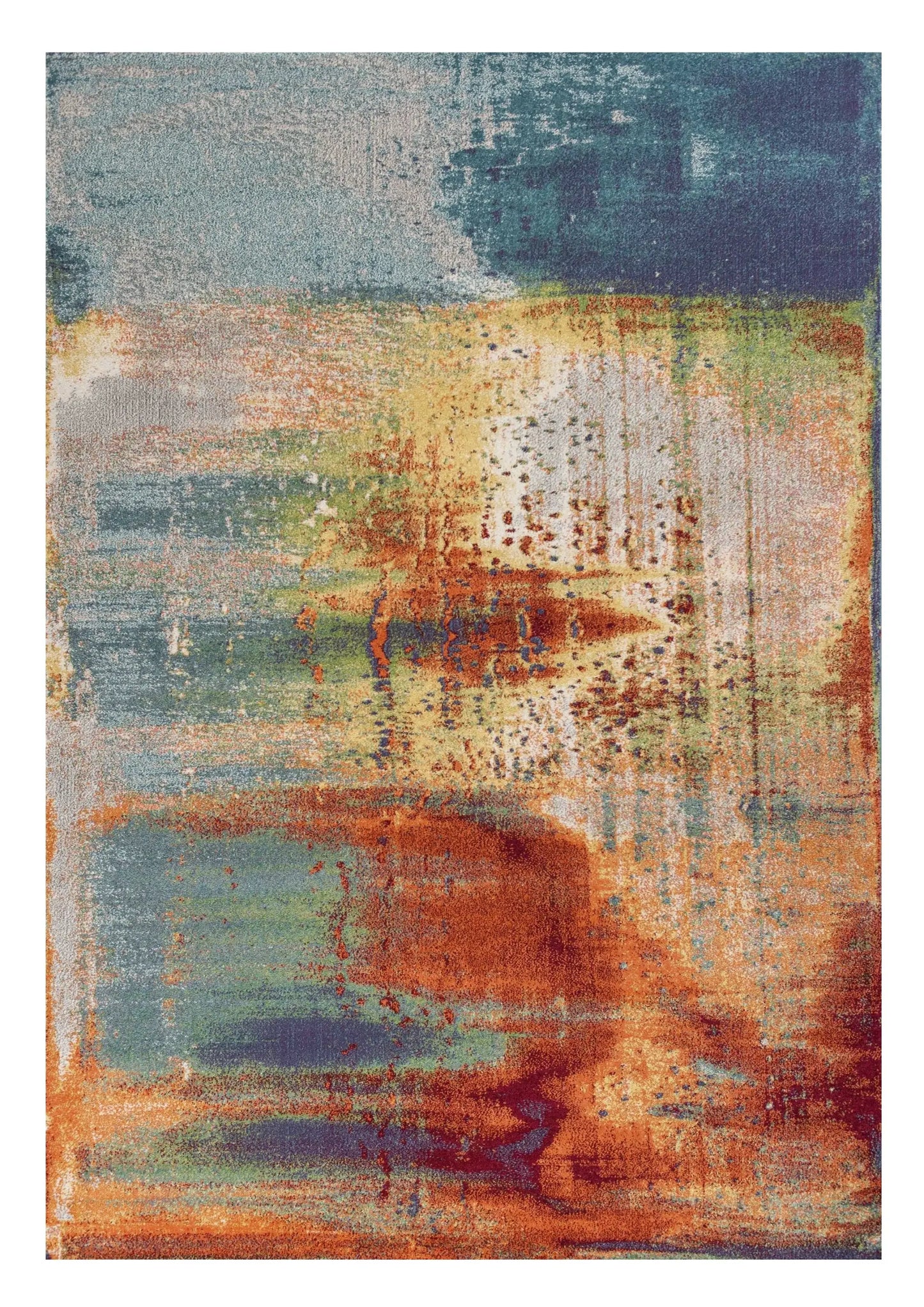 8' X 11' Blue Rust Orange Machine Woven Abstract Brushstrokes Indoor Area Rug - Homeroots - Flyclothing LLC