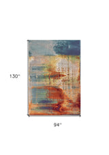 8' X 11' Blue Rust Orange Machine Woven Abstract Brushstrokes Indoor Area Rug - Homeroots - Flyclothing LLC