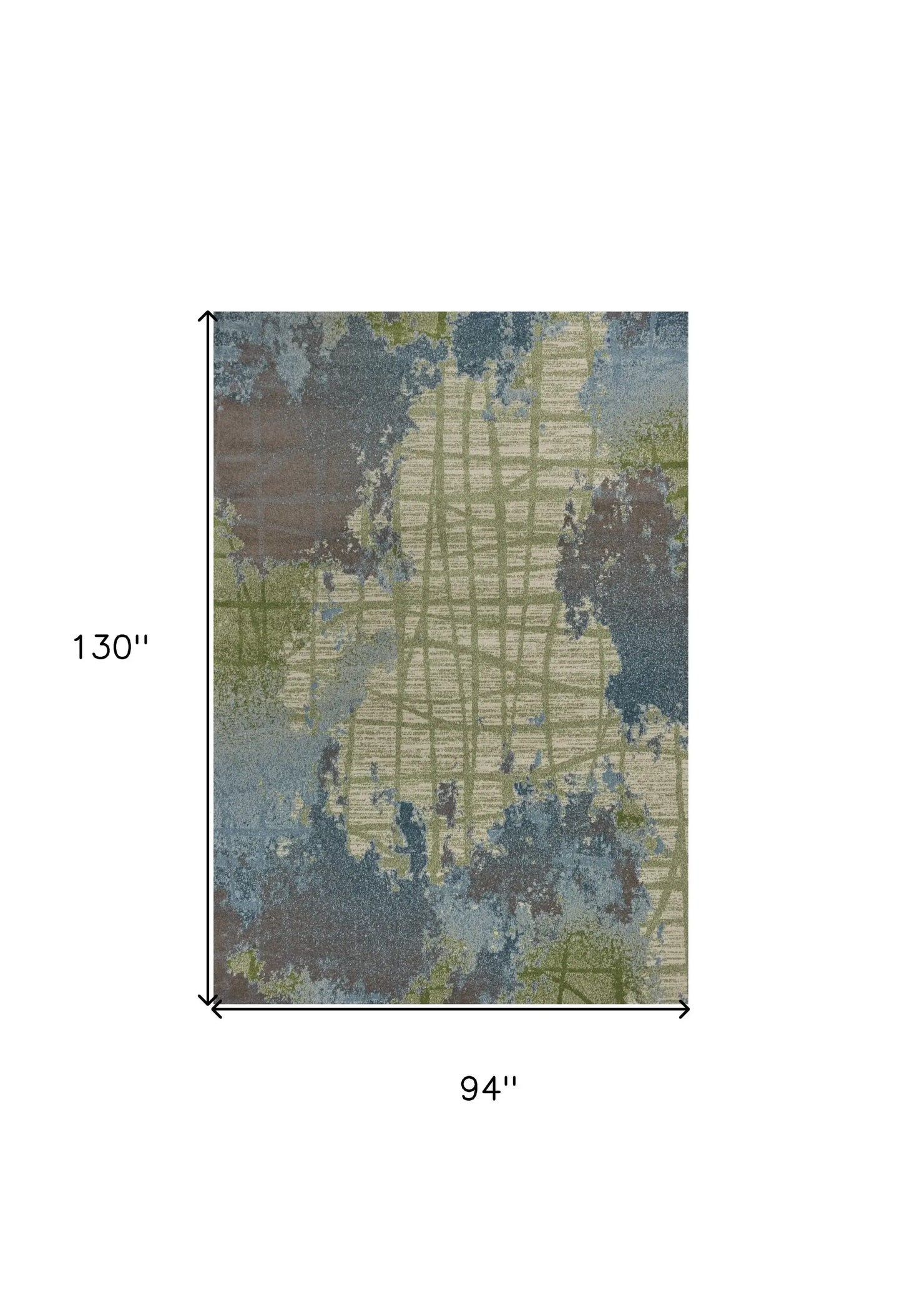 8' X 11' Green Blue Machine Woven Abstract Indoor Area Rug - Homeroots - Flyclothing LLC