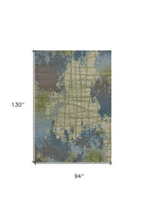 8' X 11' Green Blue Machine Woven Abstract Indoor Area Rug - Homeroots - Flyclothing LLC