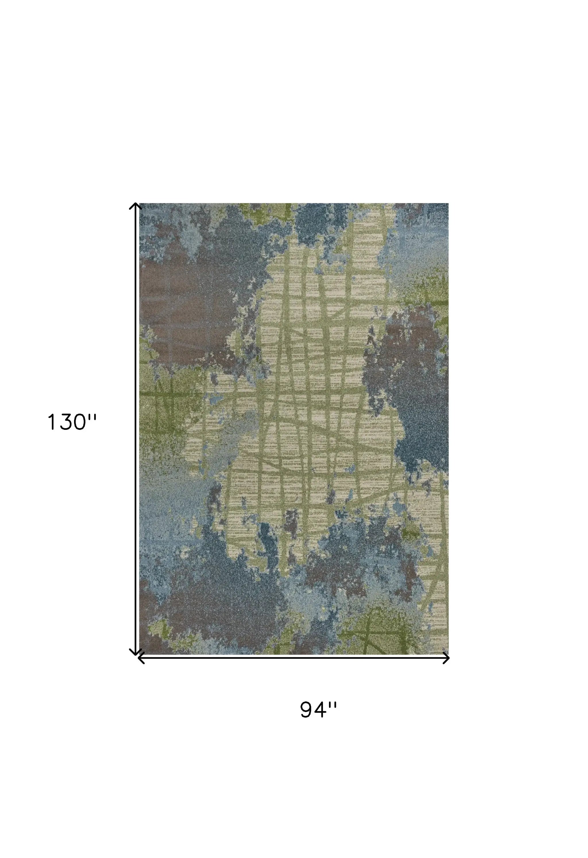 8' X 11' Green Blue Machine Woven Abstract Indoor Area Rug - Homeroots - Flyclothing LLC