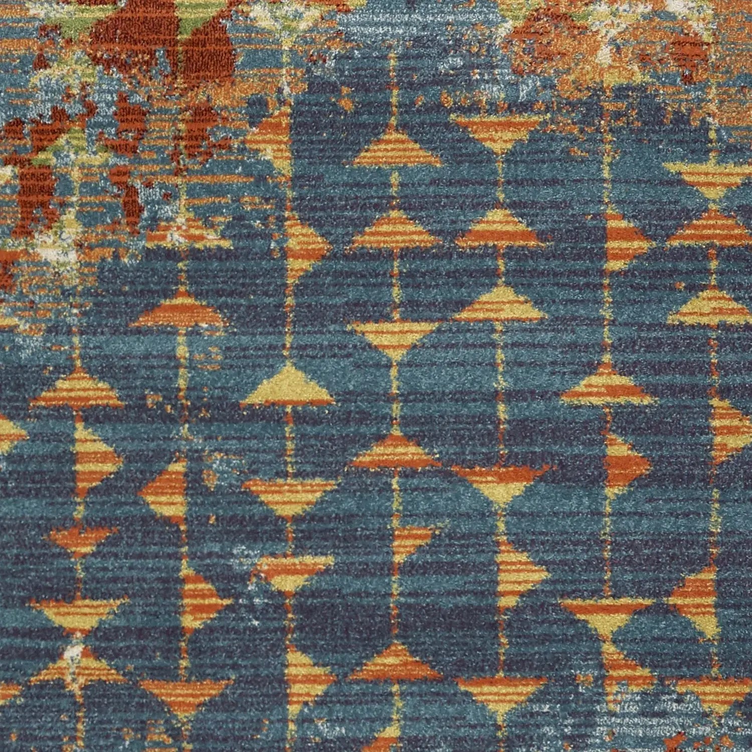 7' X 10' Blue and Orange Area Rug - Homeroots - Flyclothing LLC