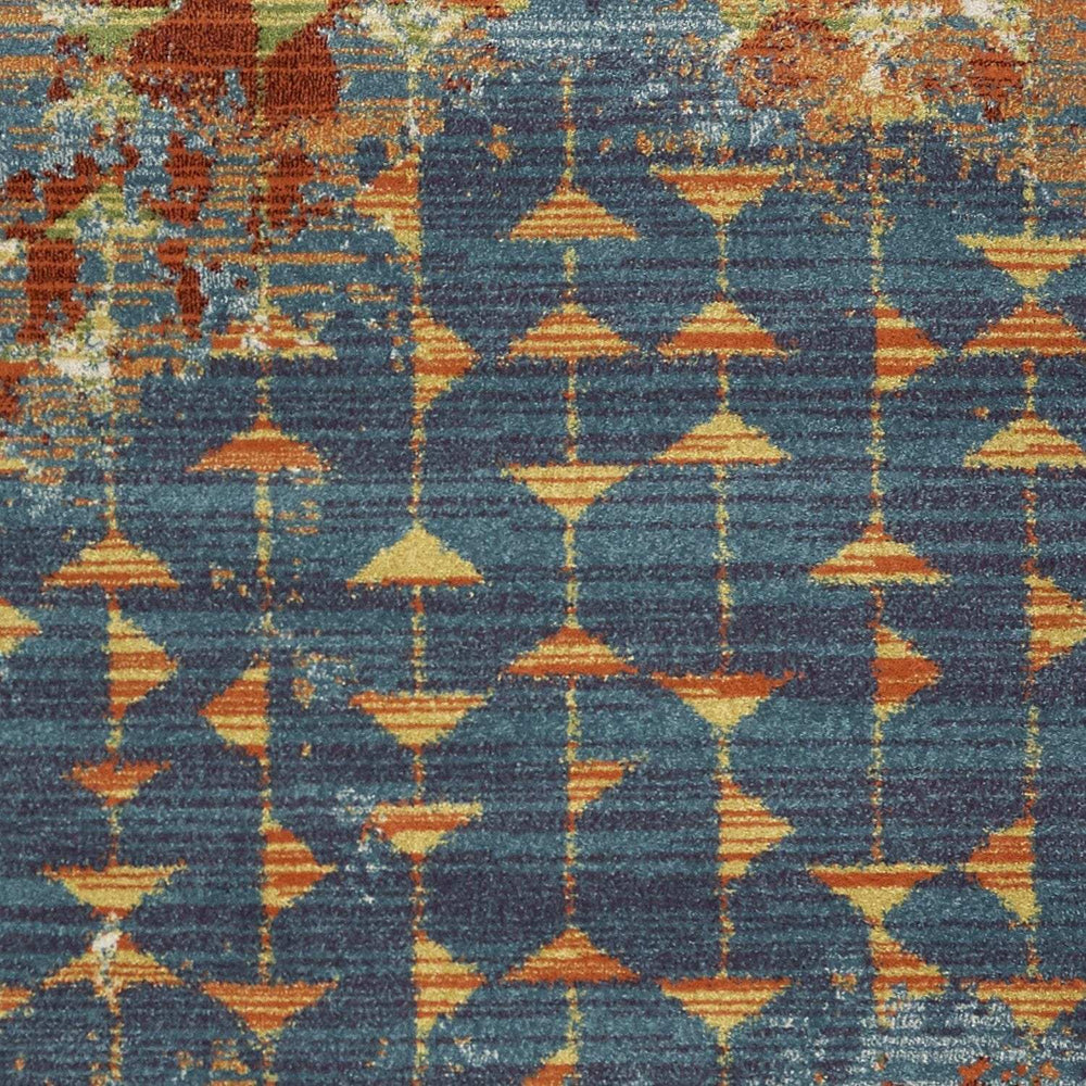 7' X 10' Blue and Orange Area Rug - Homeroots - Flyclothing LLC