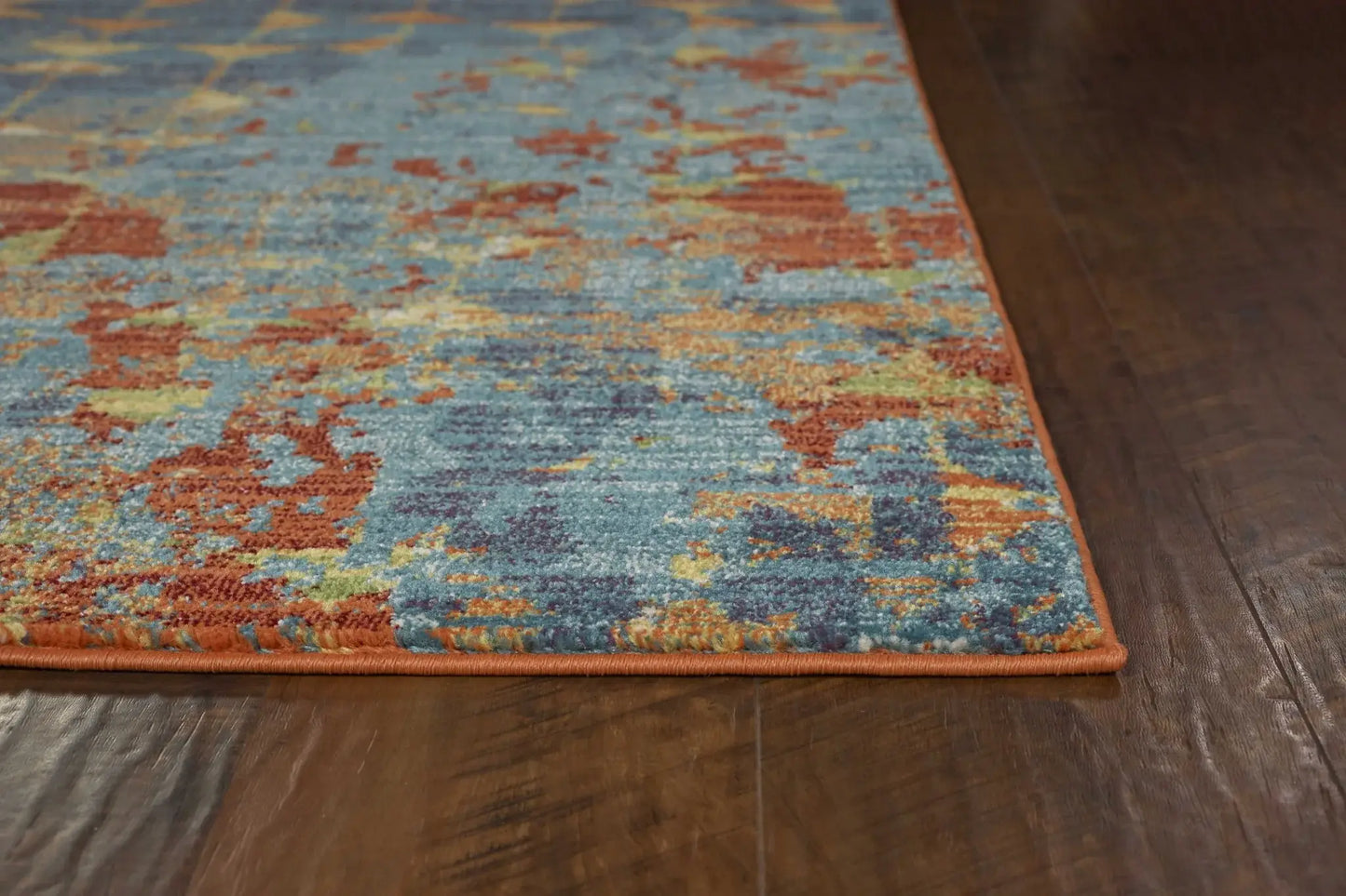 7' X 10' Blue and Orange Area Rug - Homeroots - Flyclothing LLC