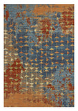 7' X 10' Blue and Orange Area Rug - Homeroots