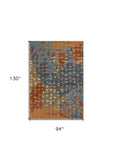 7' X 10' Blue and Orange Area Rug - Homeroots