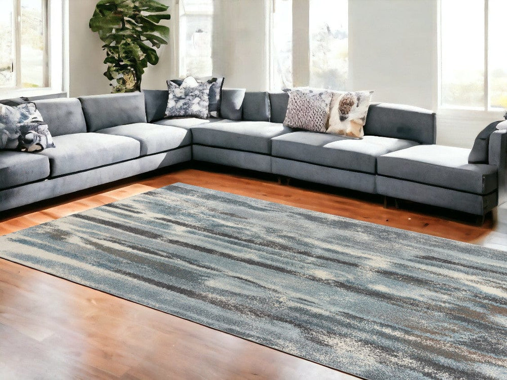 7' X 10'  Polypropylene Teal Area Rug - Homeroots