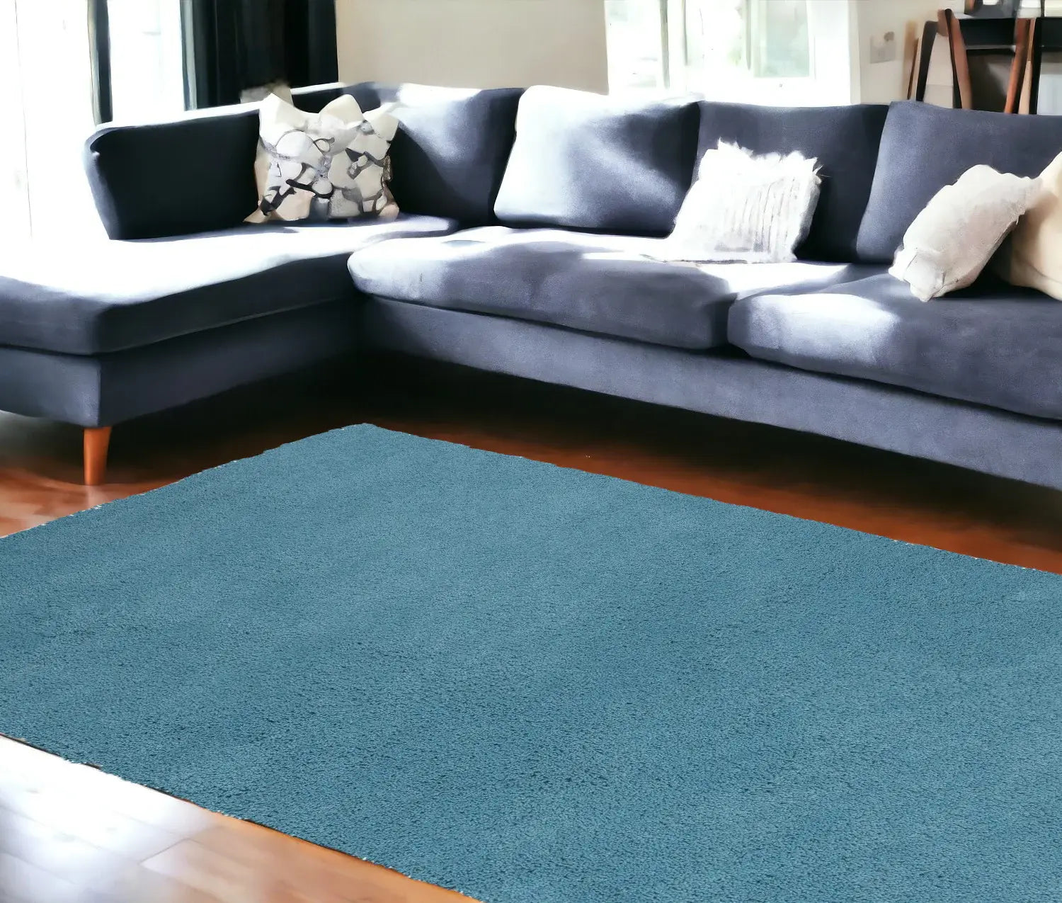 8' X 10' Highlighter Blue Indoor Shag Rug - Homeroots - Flyclothing LLC