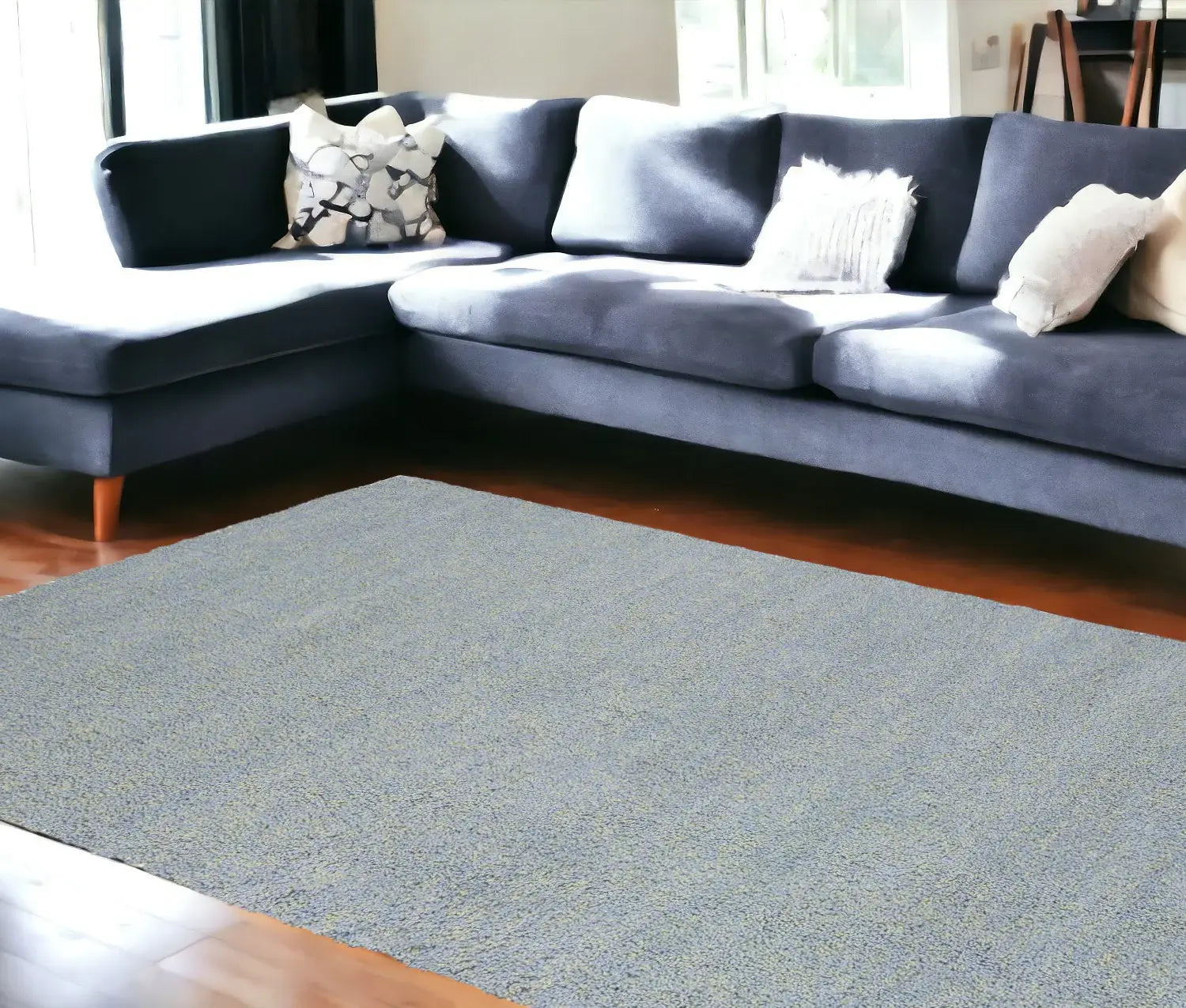 8' X 10' Blue Heather Indoor Shag Rug - Homeroots - Flyclothing LLC