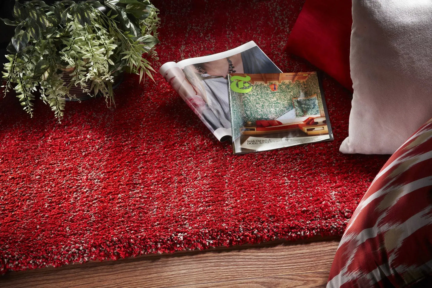 8' X 10' Red Heather Indoor Shag Rug - Homeroots - Flyclothing LLC