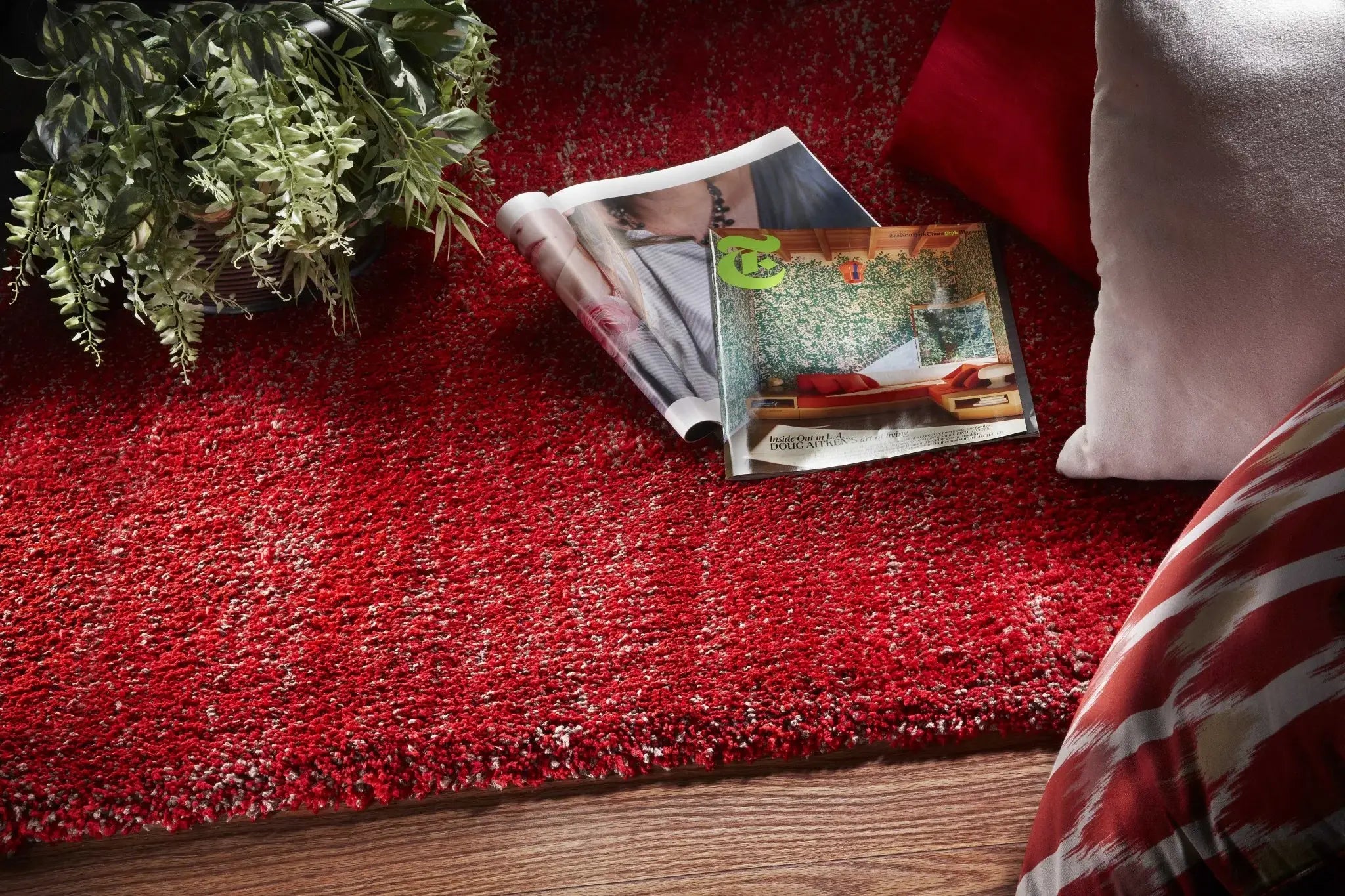 8' X 10' Red Heather Indoor Shag Rug - Homeroots - Flyclothing LLC