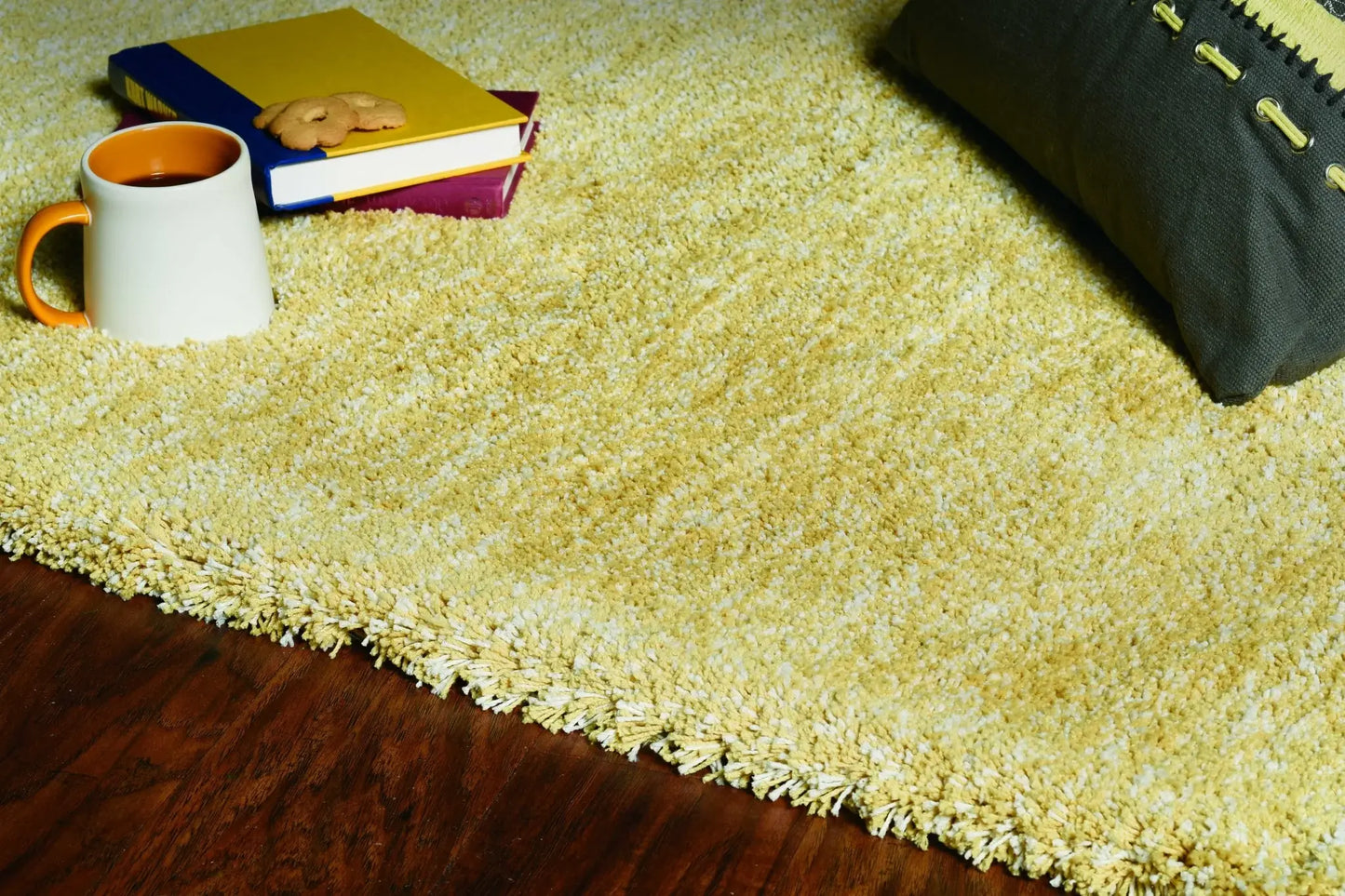 8' X 10' Yellow Heather Indoor Shag Rug - Homeroots - Flyclothing LLC