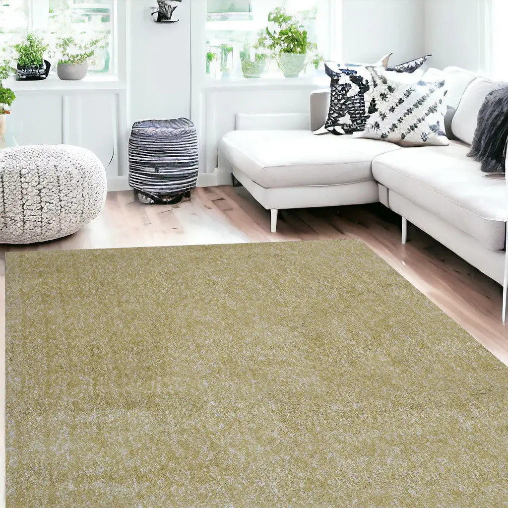 8' X 10' Yellow Heather Indoor Shag Rug - Homeroots - Flyclothing LLC