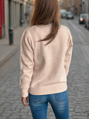 Tied V-Neck Long Sleeve Sweater - Trendsi