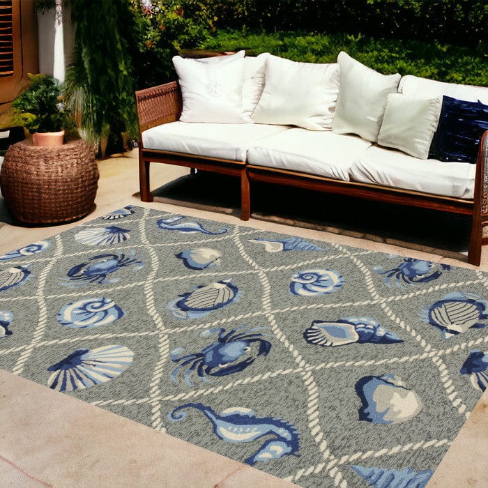 8' X 10' Gray Abstract Handmade Indoor Outdoor Area Rug - Homeroots
