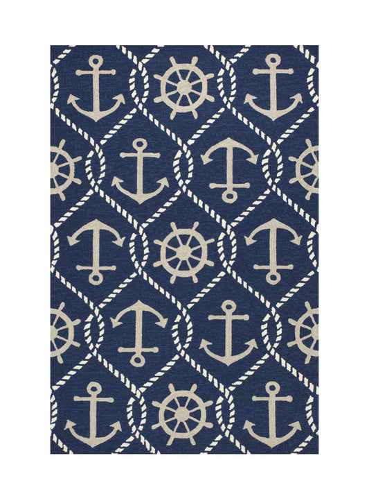 7' X 9' Uv Treated Polypropylene Navy Area Rug - Homeroots - Flyclothing LLC