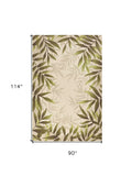 8' X 10' Beige Floral Handmade Indoor Outdoor Area Rug - Homeroots