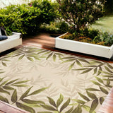 8' X 10' Beige Floral Handmade Indoor Outdoor Area Rug - Homeroots