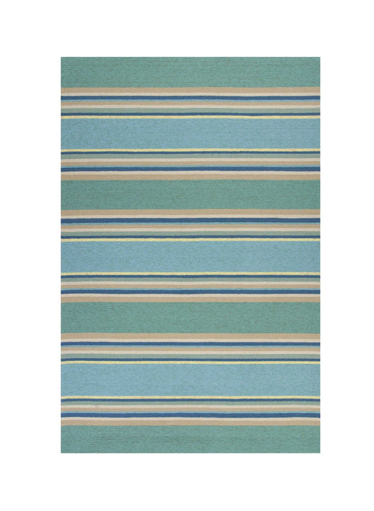 8' X 10' Blue Striped Handmade Indoor Outdoor Area Rug - Homeroots - Flyclothing LLC