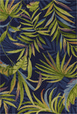 8' X 10' Blue Floral Handmade Indoor Outdoor Area Rug - Homeroots