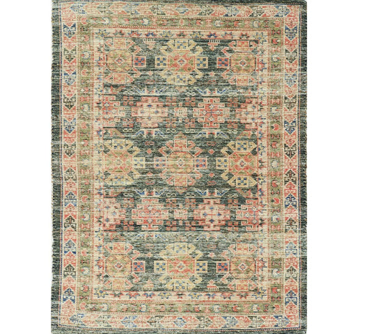 8' X 11' Charcoal Southwestern Handmade Worn Faded Area Rug - Homeroots - Flyclothing LLC