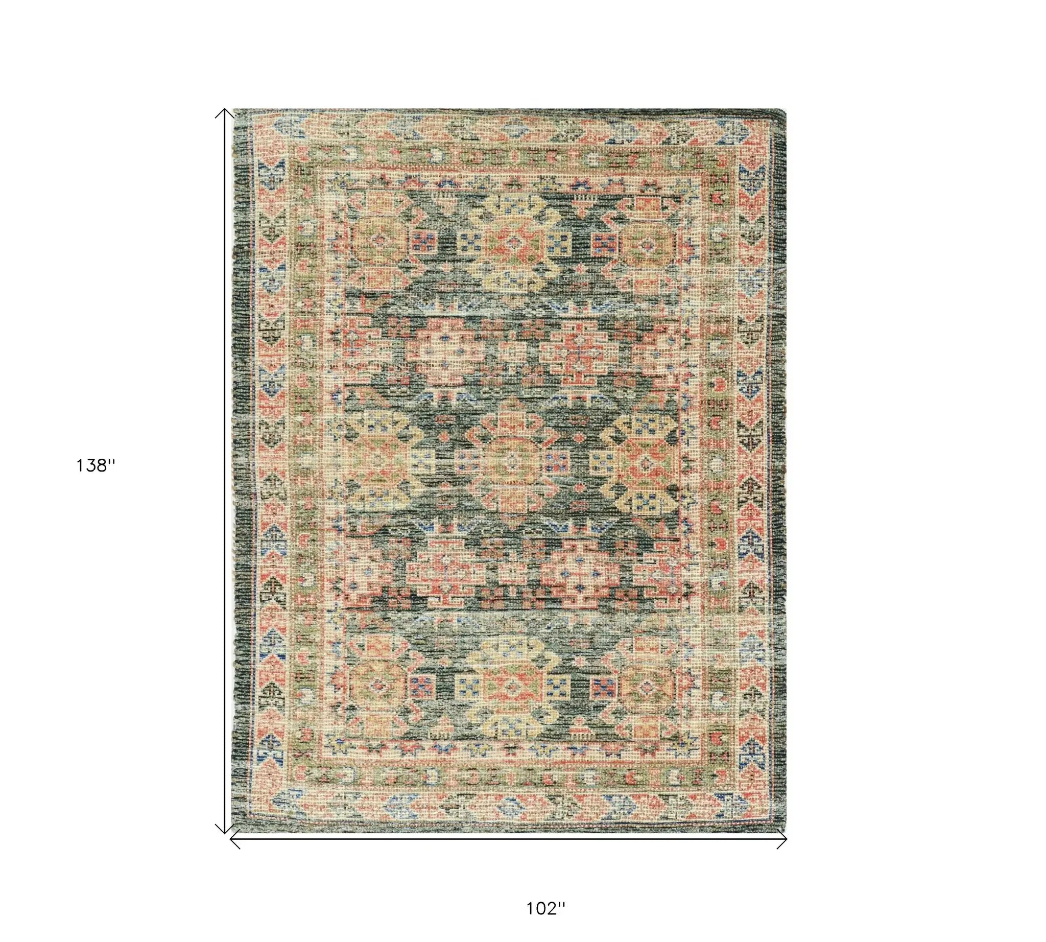 8' X 11' Charcoal Southwestern Handmade Worn Faded Area Rug - Homeroots - Flyclothing LLC