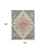 7' X 12' Blue and Red Medallion Handmade Area Rug - Homeroots - Flyclothing LLC