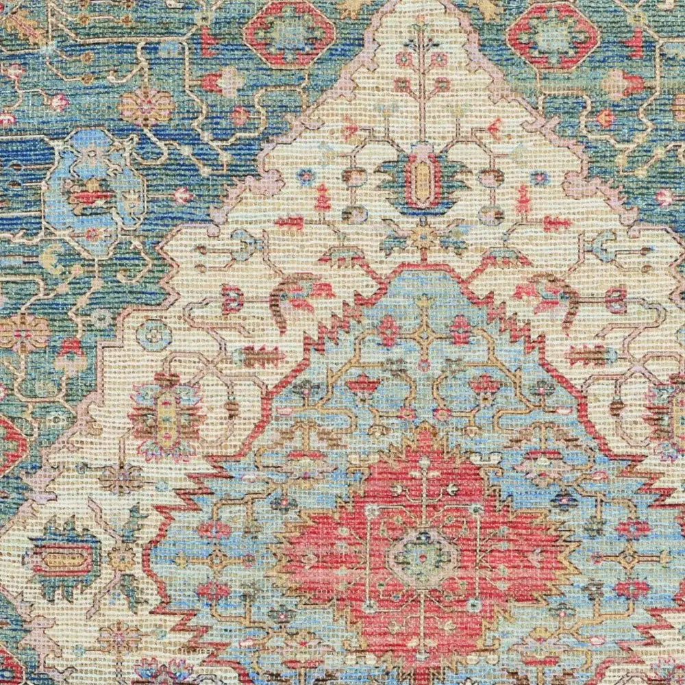 7' X 12' Blue and Red Medallion Handmade Area Rug - Homeroots - Flyclothing LLC
