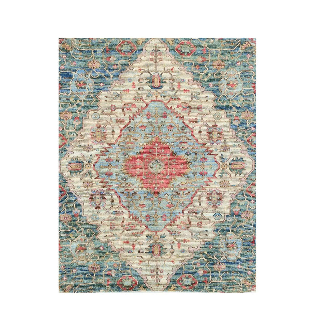7' X 12' Blue and Red Medallion Handmade Area Rug - Homeroots - Flyclothing LLC