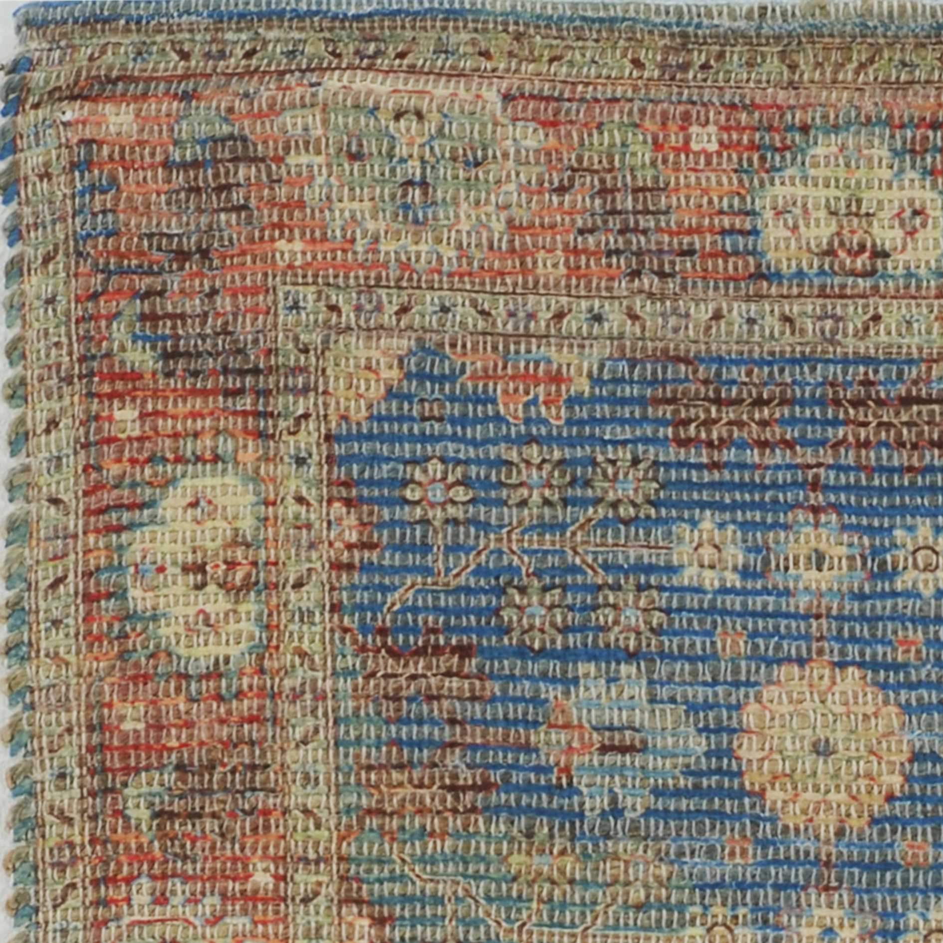 8' X 11' Blue Floral Handmade Area Rug - Homeroots - Flyclothing LLC